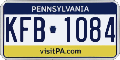 PA license plate KFB1084