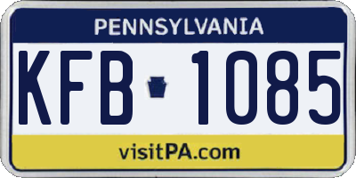 PA license plate KFB1085