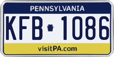 PA license plate KFB1086