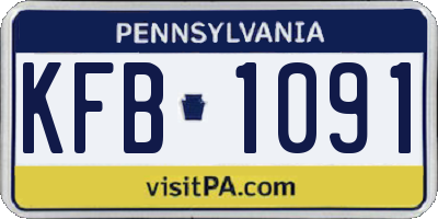 PA license plate KFB1091