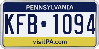 PA license plate KFB1094