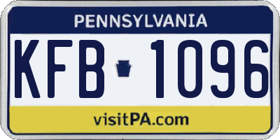 PA license plate KFB1096