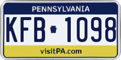 PA license plate KFB1098