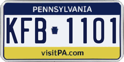 PA license plate KFB1101
