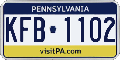 PA license plate KFB1102