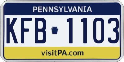 PA license plate KFB1103
