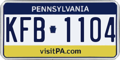 PA license plate KFB1104