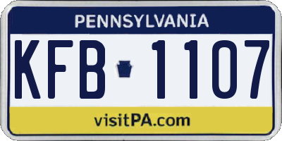 PA license plate KFB1107