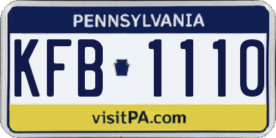 PA license plate KFB1110