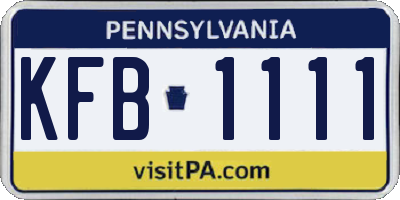 PA license plate KFB1111
