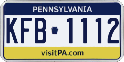 PA license plate KFB1112