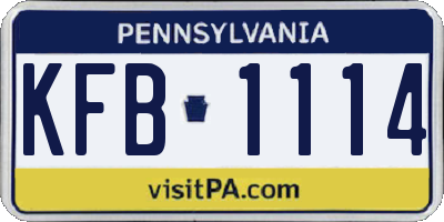 PA license plate KFB1114
