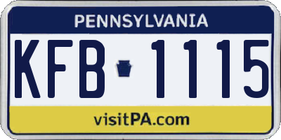 PA license plate KFB1115