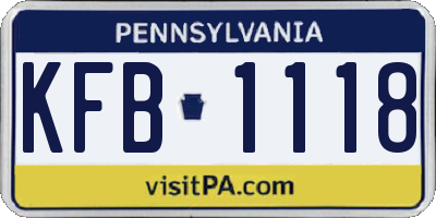 PA license plate KFB1118