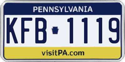 PA license plate KFB1119