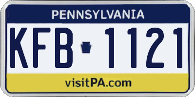 PA license plate KFB1121