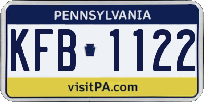 PA license plate KFB1122