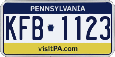 PA license plate KFB1123