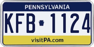 PA license plate KFB1124