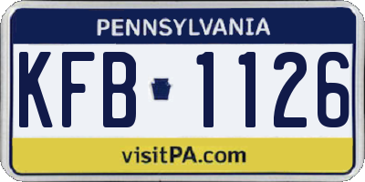 PA license plate KFB1126