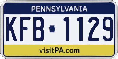 PA license plate KFB1129