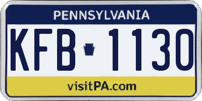 PA license plate KFB1130