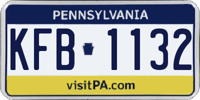 PA license plate KFB1132