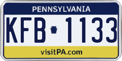 PA license plate KFB1133