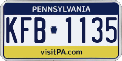 PA license plate KFB1135