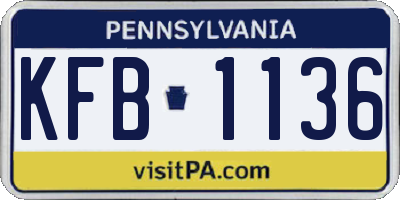 PA license plate KFB1136