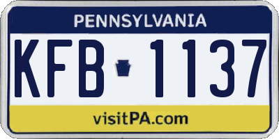 PA license plate KFB1137