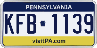PA license plate KFB1139