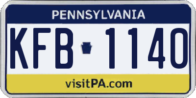 PA license plate KFB1140