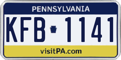 PA license plate KFB1141