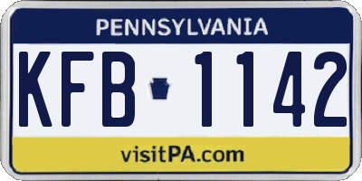PA license plate KFB1142