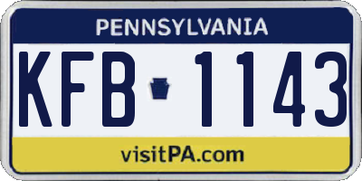 PA license plate KFB1143