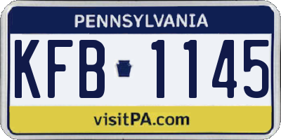 PA license plate KFB1145