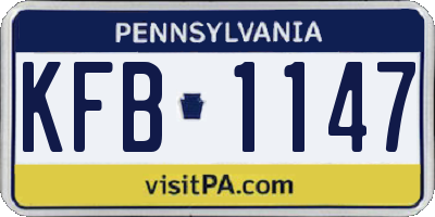 PA license plate KFB1147
