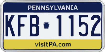 PA license plate KFB1152