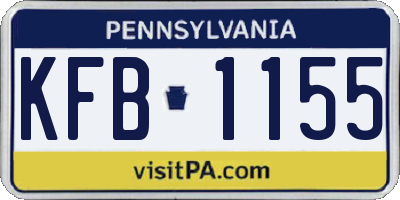 PA license plate KFB1155