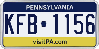 PA license plate KFB1156