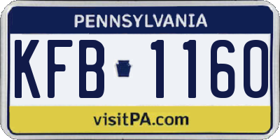PA license plate KFB1160
