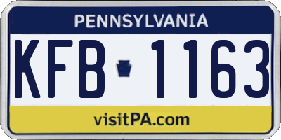 PA license plate KFB1163
