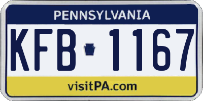 PA license plate KFB1167