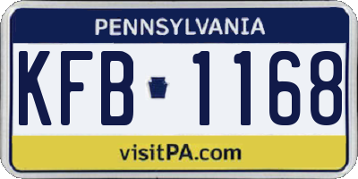 PA license plate KFB1168