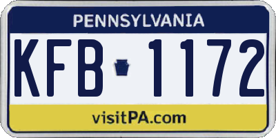 PA license plate KFB1172