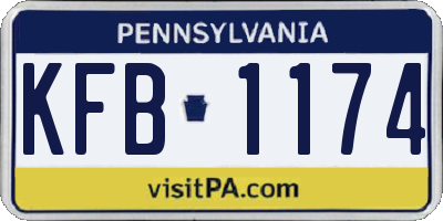 PA license plate KFB1174