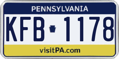 PA license plate KFB1178