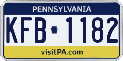 PA license plate KFB1182
