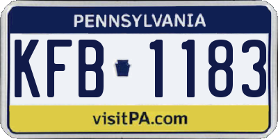 PA license plate KFB1183